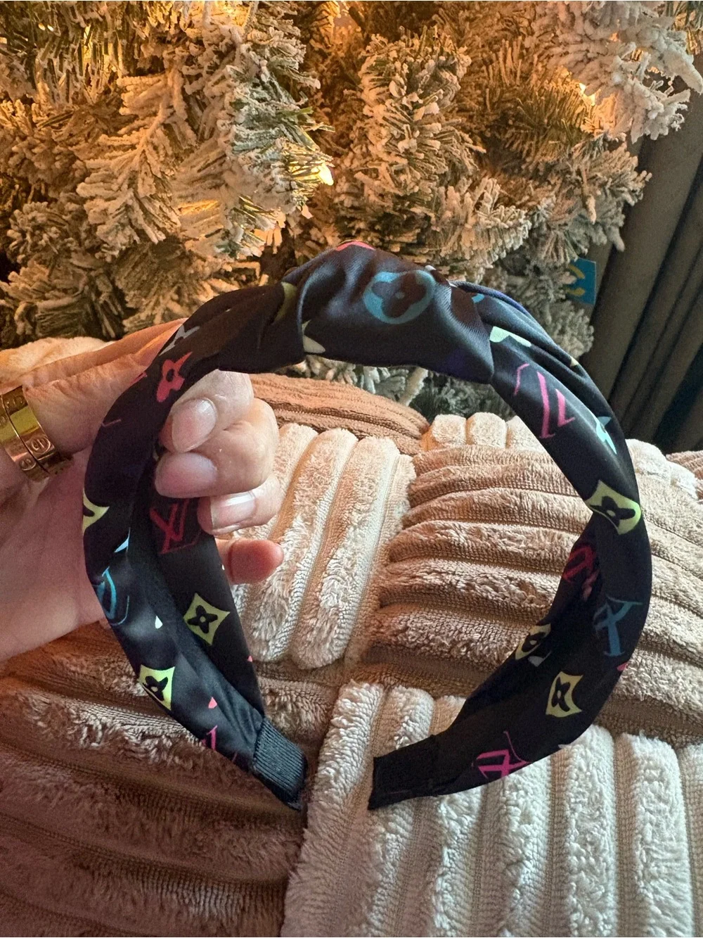 Fashion Black Multicolor Logo Knot Headband